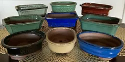 Glazed Ceramic Bonsai Pots in a Variety of Colors and Shapes. All pots have slight variations due to the glazing...