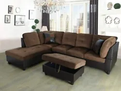 Brand new living room set   - color brown and black  - L shape   -  Sectional sofa  - Ottoman   - matching pillows  -...