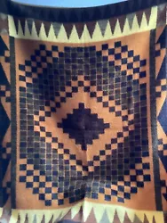 Vintage Biederlack Blanket Aztec ,Southwestern Reversible 75”X 57” Brown ,orange, yellowBohoIn excellent condition!...