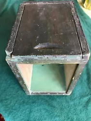 Old painted slide lid box...very different with glass front....bottom of inside was painted with light green....the...