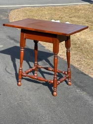 Good Reproduction Colonial Pine Tavern Table with Breadboard Ends having nicely spindle turned legs and stretchers....