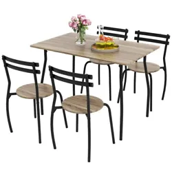 ● 5-Piece Dining Set: The dining room furniture set includes a rectangular dining table and 4 armless chairs, which...