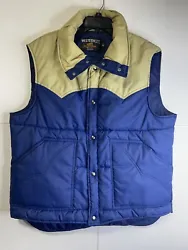 Vintage Sears Western Outdoor Wear Blue/Tan Puffer Vest XL RARE!. See pictures for details. Will ship in poly mailer...