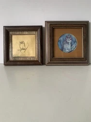 2 Vintage Framed Owl Prints/portraits/wall Decor 7x7Please review each of the photos carefully as they serve as...