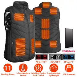 #20000mAh power bank #. 11 Heated Zones: This heated vest has 11 heating panels scattered from the collar to the lower...
