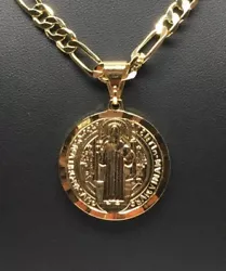 ---Brand new 26 inch gold laminated chain with saint Benedict medal. ---Chain is 5mm in width. ---Comes packaged inside...
