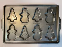 Variety of 8 Mini Christmas Shapes Dark Coated Cookie Pan - Very Good Condition.