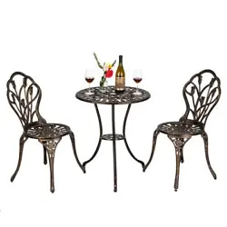 Gives intimate bistro feel to any area. Sturdy, cast aluminum construction. Material: Aluminum & Iron. Beautiful...