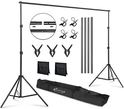 Backdrop Stand 10ft. Suitable for: 6.5ft 10ft Backdrop. The background stand is made of aluminum alloy and is...