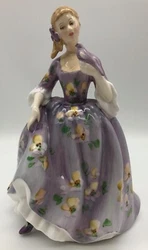 Royal Doulton Nicola Bone China Purple Lady w Bird figurine, Made in England. Stamped on bottom HN Excellent condition,...