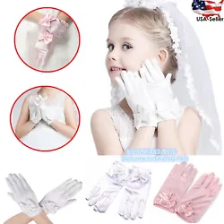 Flower Baby Toddler Girls Stretch Satin Dress Gloves. Perfect for any wedding, bridal shower, prom or special occasion....