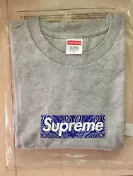 Free Shipping+ Brand New Supreme Bandana Box Logo Tee Gray Large T-Shirt L Bogo.