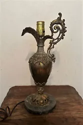 Italian Gilt Bronze & Marble Table Lamp. Lamp does work. No bulb or shade is included. Body of lamp swivels on base but...