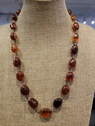Beautiful real amber necklace from Santo Domingo! The amber beads are graduated in size and held by 14K yellow gold...