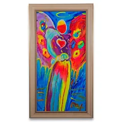 Angel with Heart Peter Max Original all Acrylic Painting. Painted in 1999 with incredibly heavy brushstrokes. Thick...