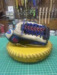 Glove has been cleaned and conditioned inside and out. New laces were skived and conditioned. Glove holds its shape...