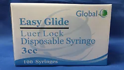 GLOBAL EASY GLIDE 3cc LUER LOCK SYRINGES 3mL NEW! 3ML /3 CC SYRINGES ONLY WITH LUER LOCK 3 ML STERILE ( 50 Syringes)....