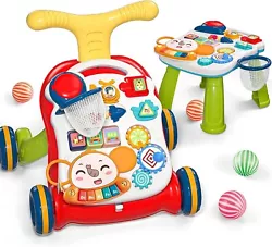 CUTE STONE Sit-to-Stand Learning Walker, 2 in 1 Baby Walker, Early Educational Child Activity Center, Multifunctional...