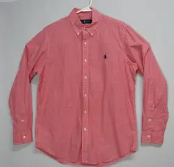 Ralph Lauren Button Down Shirt. Long Sleeve. Red White Check. 100 % Cotton. Mens Size Medium with the following...