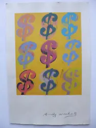UP FOR AUCTION IS THIS ANDY WARHOL PRINT (DOLLAR SIGN 1981) NO: 713 SIGNED, MEASURING 11 3/4 X 8 INCHES, BEARING A...