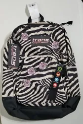 Up for sale is a Trans By Jansport Zebra Print Pink Rose Backpack. Features 3 zip around main compartments. Backpack is...