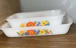 Orange Yellow Blue Wildflowers Floral Daisy Print. Rectangular Rectangle Casserole Loaf Dish Pan Container Storage....