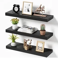Decorative yet Functional: These classic and elegant black floating shelves can be placed on every wall in any family...