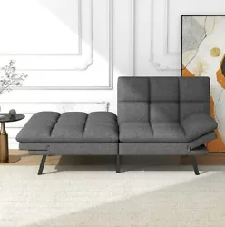 Featuring a split backrest and tapered legs, this futon showcases a clean silhouette to the fullest, making it perfect...