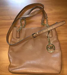 Michael Kors Medium Brown Leather Handbag Chain Strap Handle plus leather strap shoulder