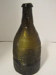 Very interesting blown GIII-19 olive amber 3 mold decanter. The bottle has what appears to be mold 