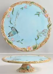 Fitz & Floyd Toulouse Blue Cake Stand Blue.