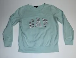 Medium GAP Womens Teal Crewneck Pullover Sweatshirt Silver Letters Tiffany Blue. We offer and accept free returns...