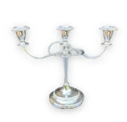 Vintage Silver Plated Metal Candelabra Twisted, Holds 3 Tapered Candles Felt. Fast and free shipping!