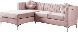 Type Sectional. this sectional sofa features 2 USB charging ports with side pockets wrapped with soft velvet with...