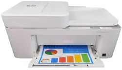 HP DeskJet Plus 4158 All-in-One Printer. The box is opened but the printer is new, never used. Output tray minimizes...
