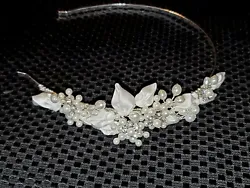 Davids Bridal Crystal And Pearl Wedding Tiara . Condition is New with tags. This side motif headband has just the...
