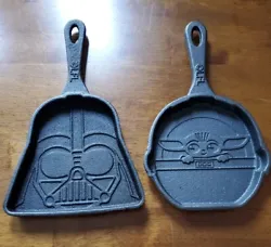 Star Wars Mandalorian Cast Iron pancake pan Skillets Darth Vader. Appear unused. There is a tiny chip in the coating as...
