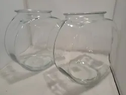 Two Vintage Anchor Hocking Canteen Style Fish Bowls Vase 8-1/2