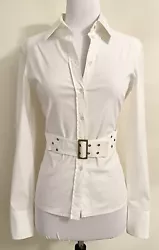 GUCCI white belted shirt blouseSize XS78% cotton, 17% Nylon, 5% spandex