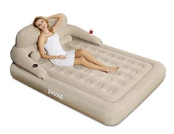 ERGONOMIC DESIGN - This updated queen size air mattress with headboard is designed with coil beam construction, which...