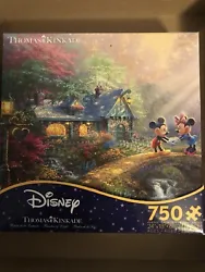 Disney Mickey and Minnie Sweetheart Bridge Thomas Kinkade 750 pc Puzzle. Puzzle was just completed, all pieces...