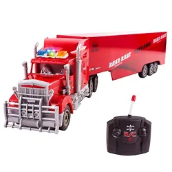 LED LIGHTS AND REALISTIC FEATURES: The RC Semi truck is equipped with functional headlights and sirens which light up...