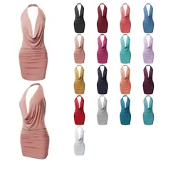 FashionOutfit Sexy Halter Neck Ruched Bodycon Backless Party Cocktail Mini Dress. Fitted / Halter neck / Sleeveless /...