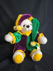 This adorable Toy Works White Bear Plush is dressed in a colorful Jester Clown Outfit, perfect for any Mardi Gras...