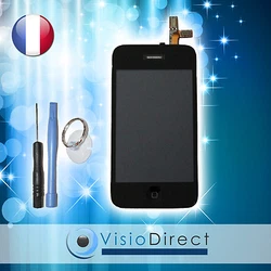 Ecran LCD + vitre tactile sur châssis + kit outils pour Iphone 3G noir prêt à être installé. Lécran est déjà...