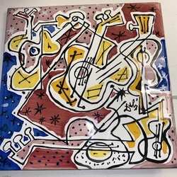 1954 Salvador Dalí Ceramic Tile Las Guitarras Maurice Duchin.