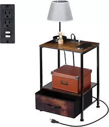 The overall tone of the modern nightstand table is countryside brown, with the wood matching the color of the drawers,...
