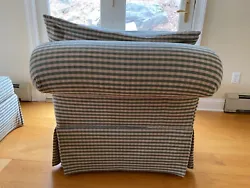 The design is green and tan checkered. In excellent condition. Local pickup ONLY from Danbury, CT. Ottoman is...