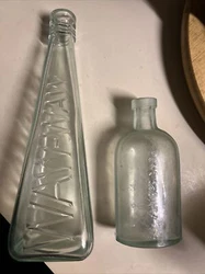 Antique WAW-WAW Sauce Bottle Aqua. 10 ounce size. 9 1/2 inches tall.. an earlier aqua tinted bottle from near the turn...