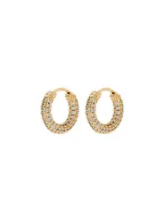 Being seen on so many A-list celebrities, these Luv AJ Pave Amalfi Huggie Hoop Earrings in CZ and Polished Gold Plated...